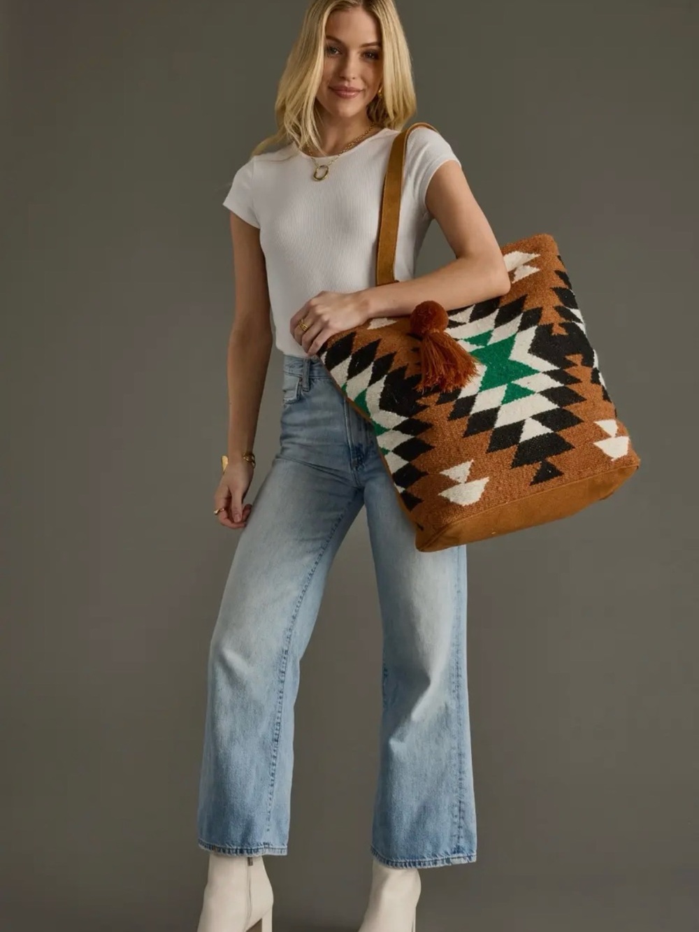 Panache Apparel Co. Brown, Black, Green & White Western Tote